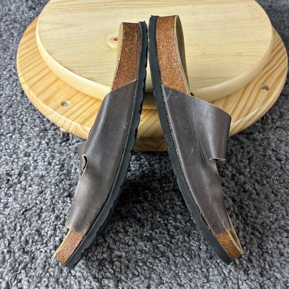 Leibmann Two Strap Sandals Womens 10 Mens 8 Leather Cork Sole Shoe German Made - Picture 6 of 10